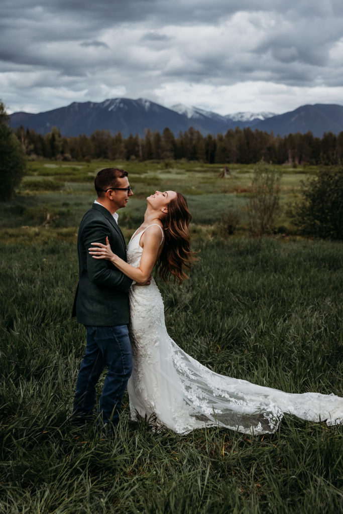 Bride and groom portraits near Glacier National Park