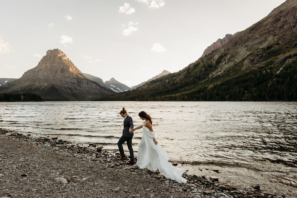 Couple during glacier national park elopement