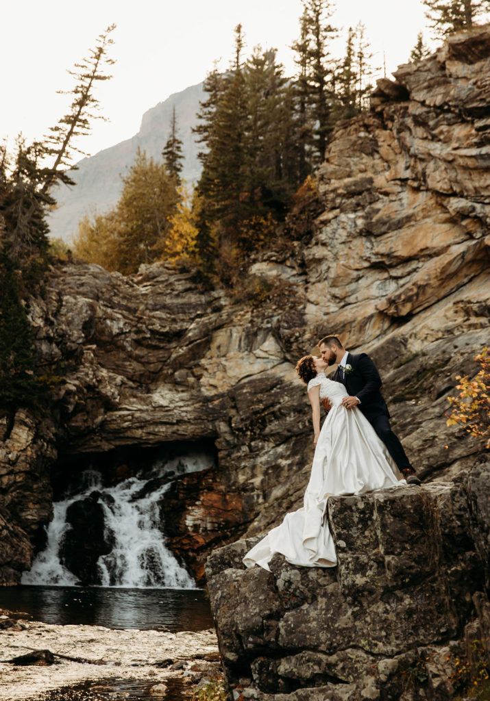 couple during their glacier national park elopement 