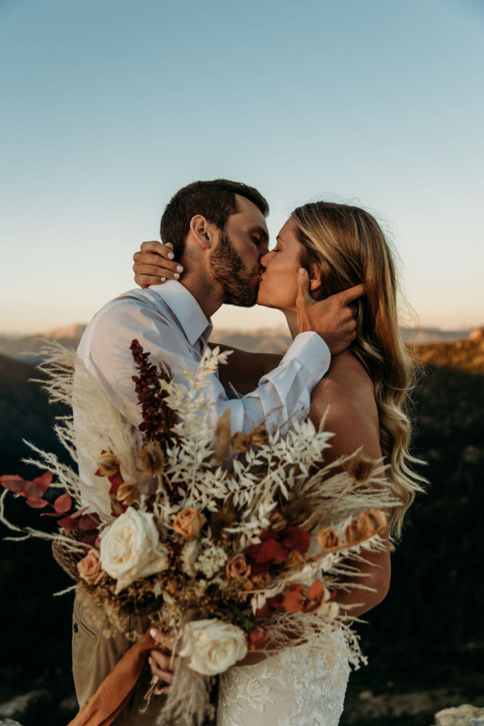 Couples adventure elopement in the mountains