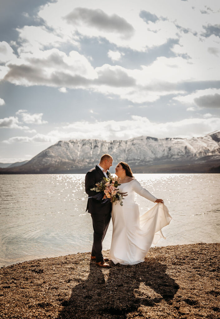 7 Mile Pull-Out (Sandy Point) on Lake McDonald elopement wedding at Glacier National Park