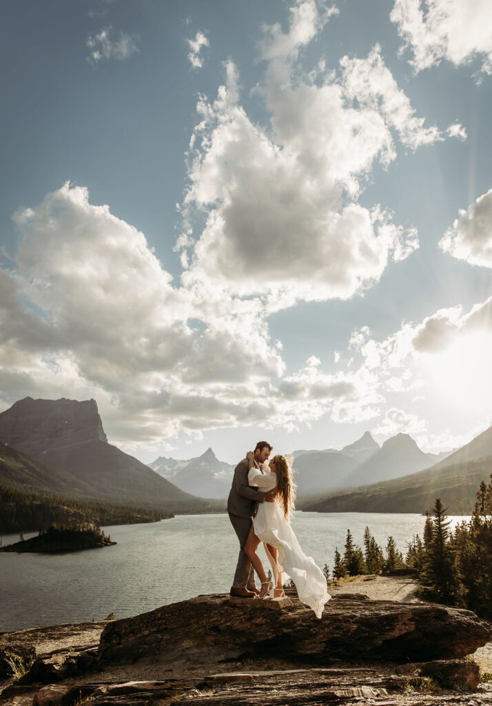 Sunpoint at St.Mary's Lake wedding at Glacier National Park