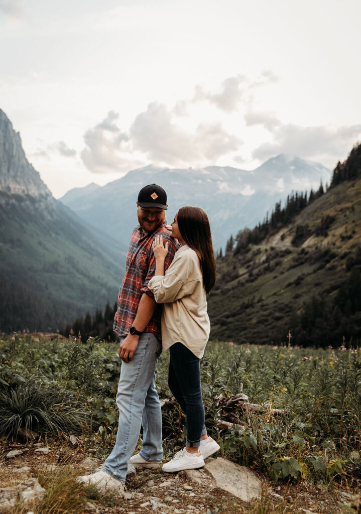 Engagement photos at Big Bend in Glacier National Park