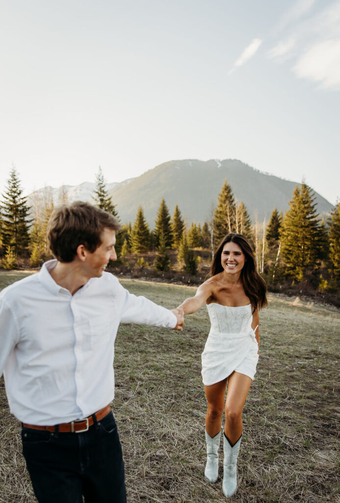 Mountain engagement photos in Glacier National Park by Photography by Brogan
