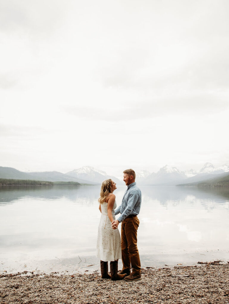 Couple's mountain engagement photos in GNP Montana