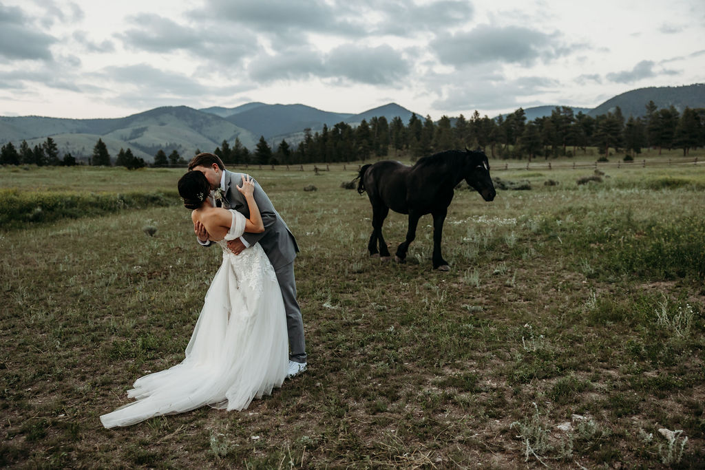 Bride and groom portraits at Summer Star Ranch captured by Photography by Brogan - Montana Wedding Photographer