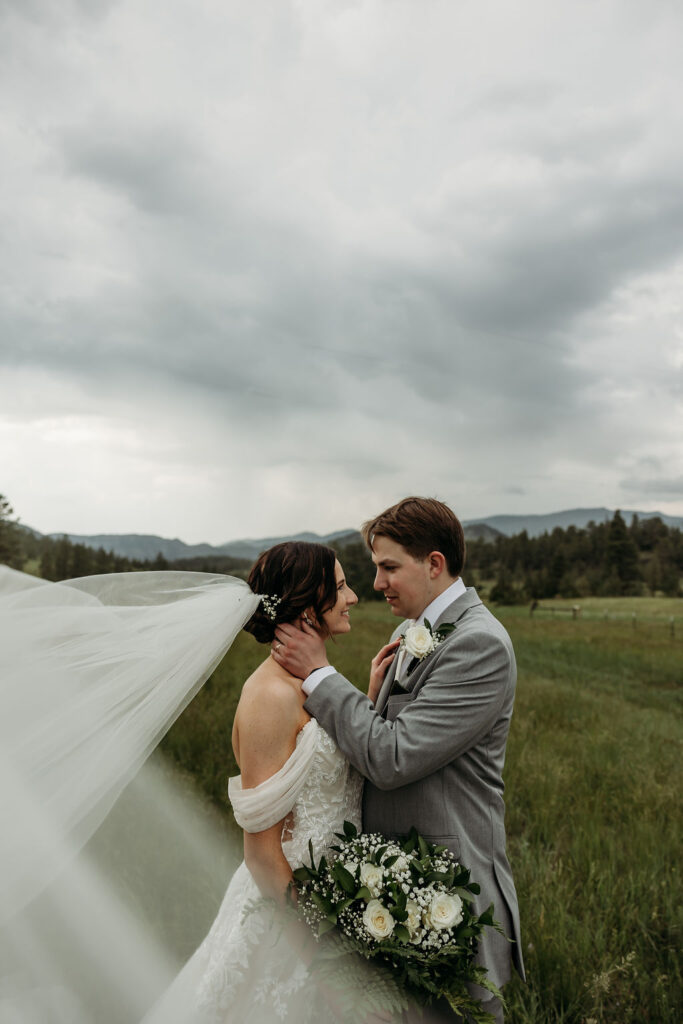 Bride and groom portraits from a Summer Star Ranch wedding captured by Photography by Brogan - Montana Wedding Photographer