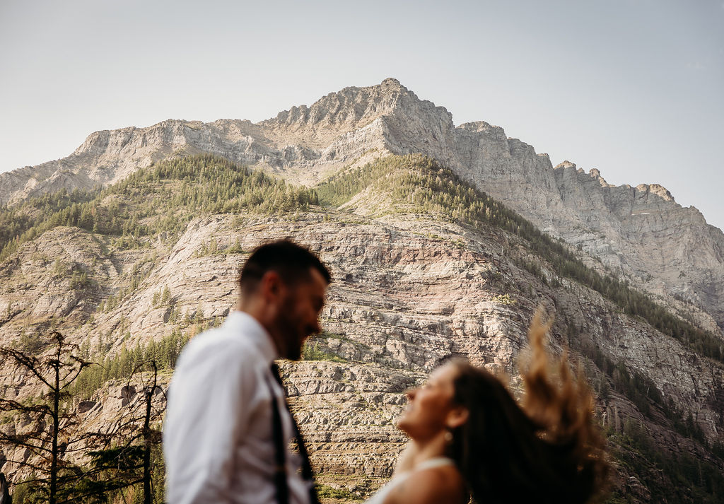 Bride and groom portraits from adventurous elopement in Glacier National Park