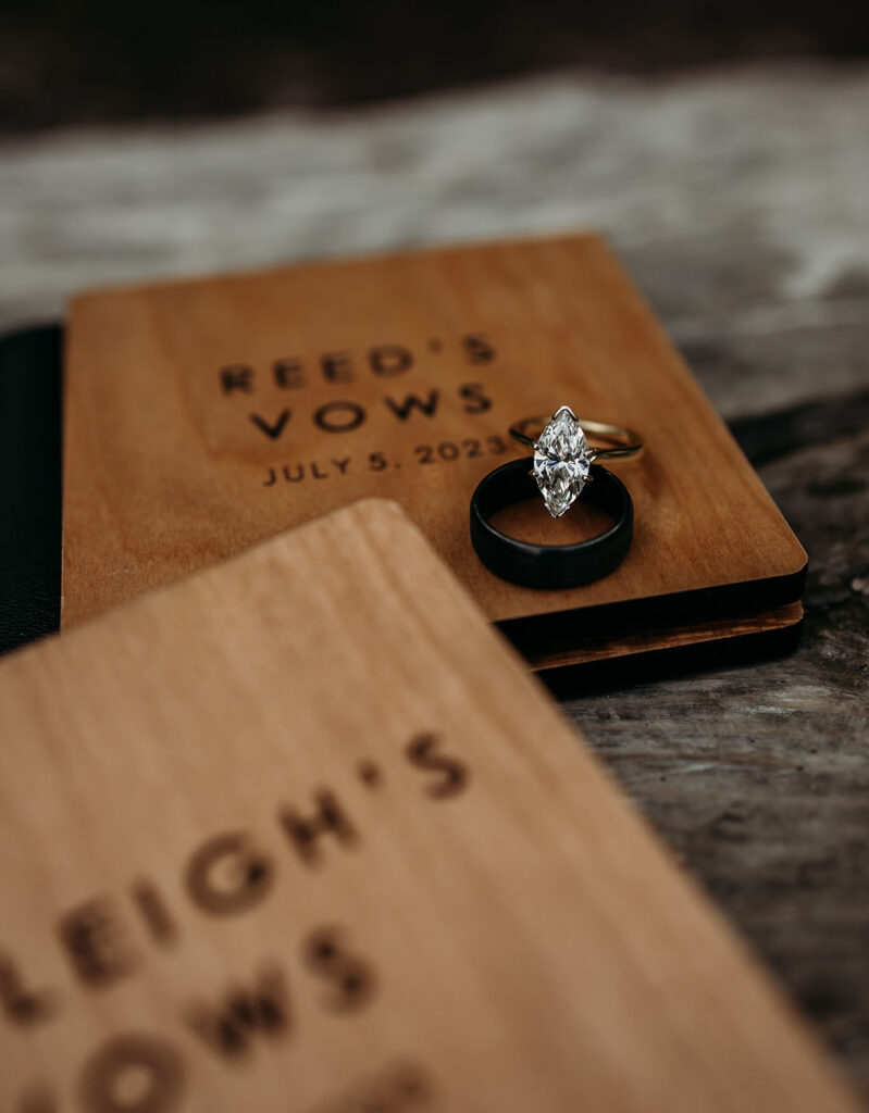 Weddings rings on bride and grooms vow books