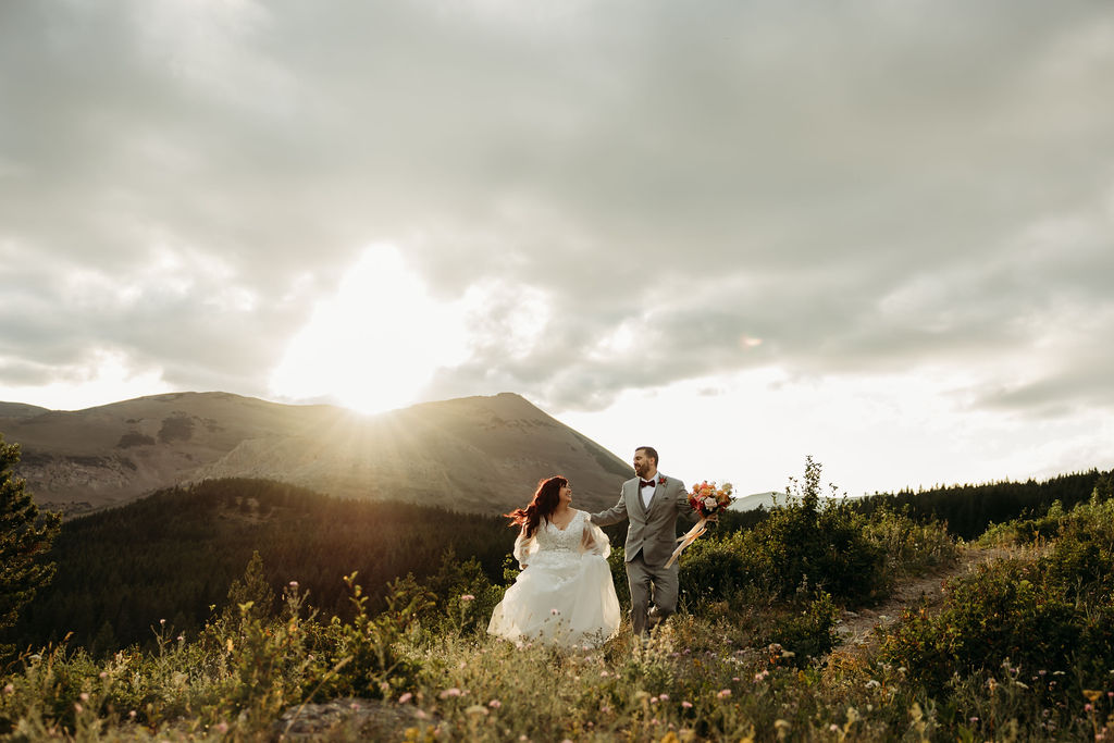 Bride and groom portraits from a Glacier National Park elopement