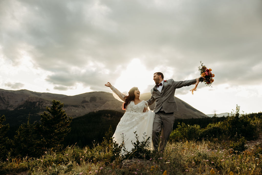 Bride and groom portraits from a Glacier National Park elopement