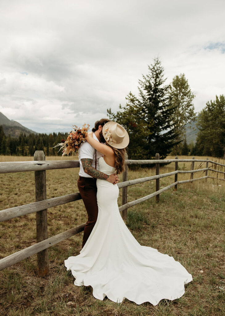 Bride and groom portraits in Montana