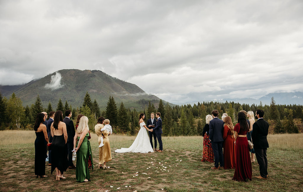 Elopement Photography Inspiration in The Mountains of Glacier National Park | Intimate wedding ceremony