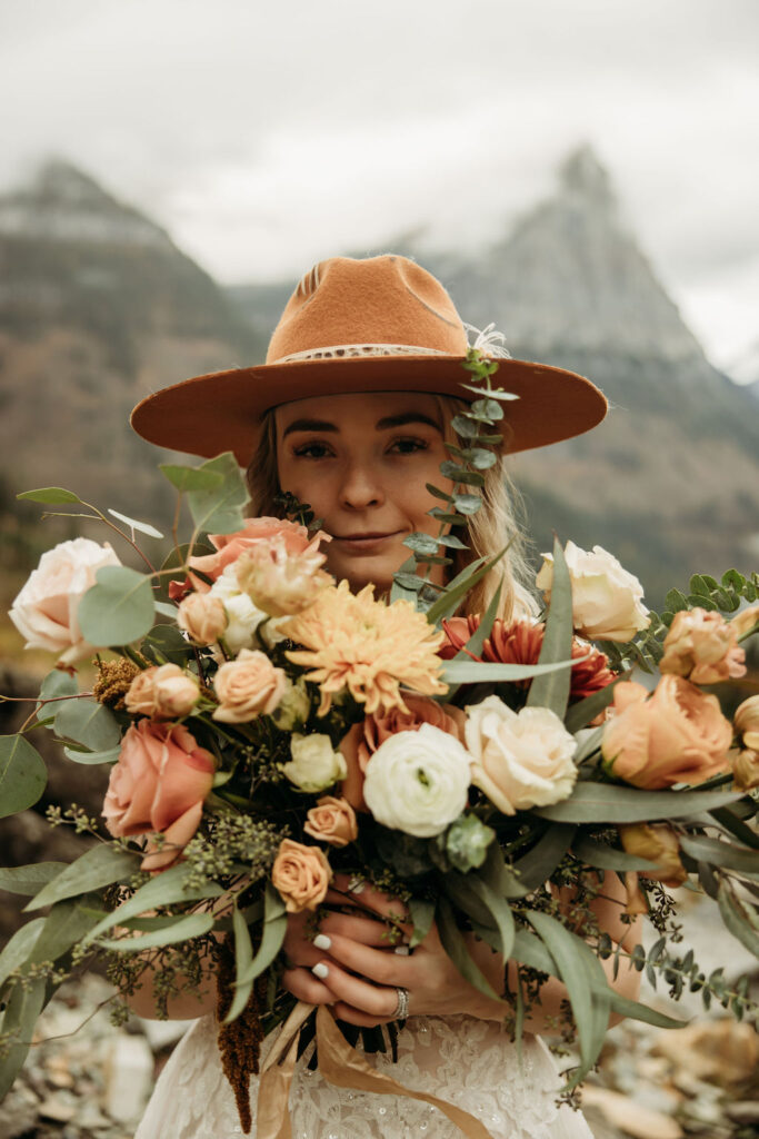 Bridal portraits with a fall bouquet