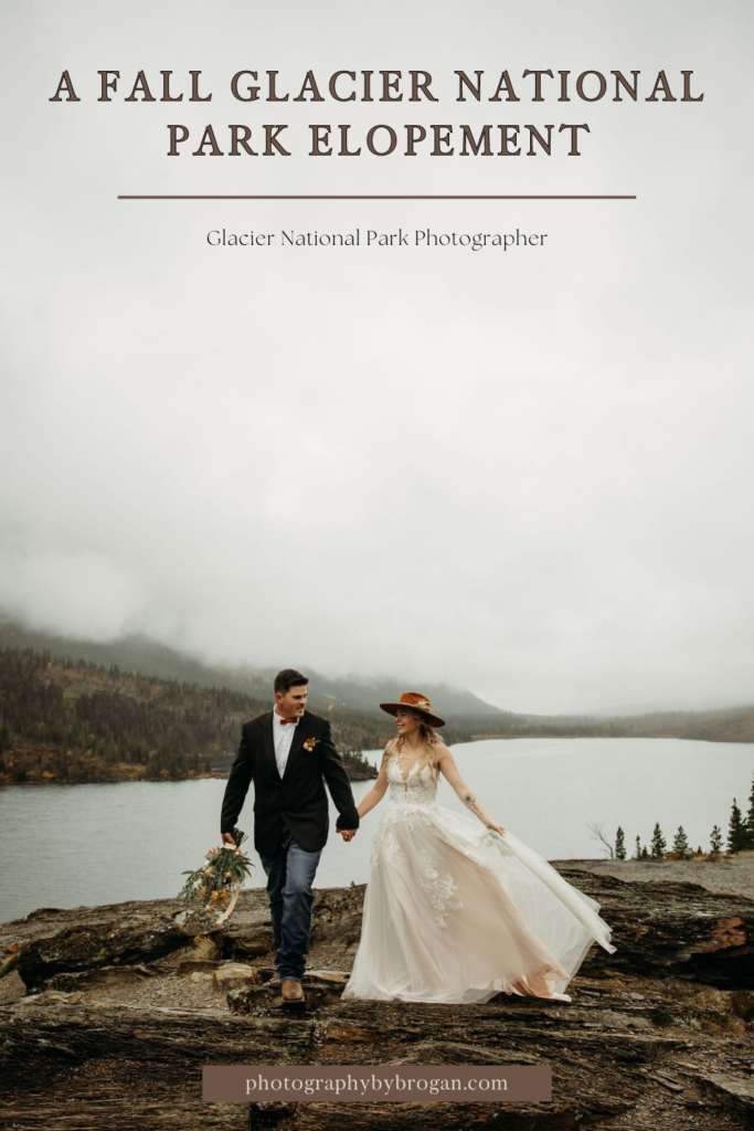 Bride and groom portraits from a fall Glacier National Park elopement 