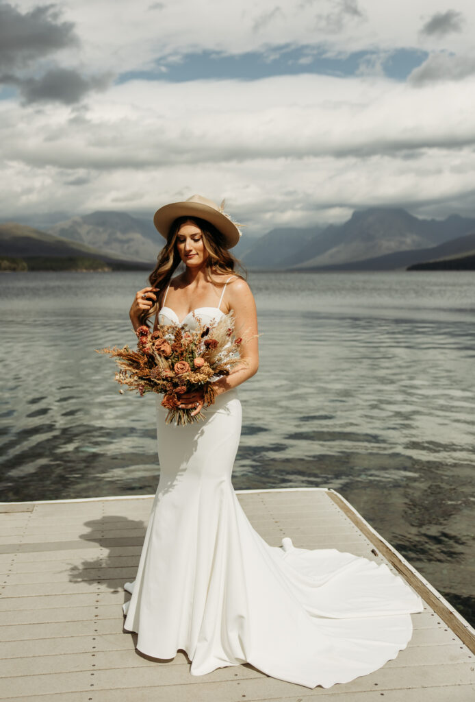 Bride portraits at Lake McDonald