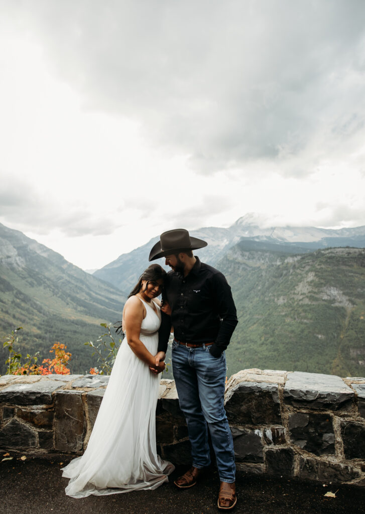 Bride and groom portraits on the going to the sun road