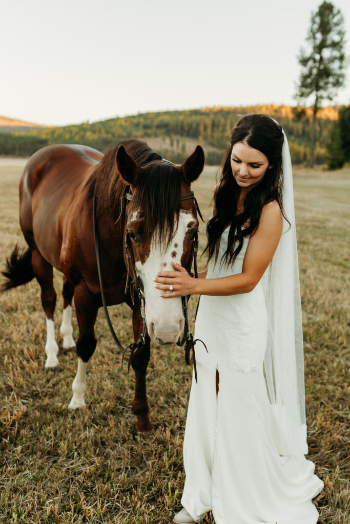 Bride and groom portraits from a fall western wedding in Montana at Star Meadows Ranch