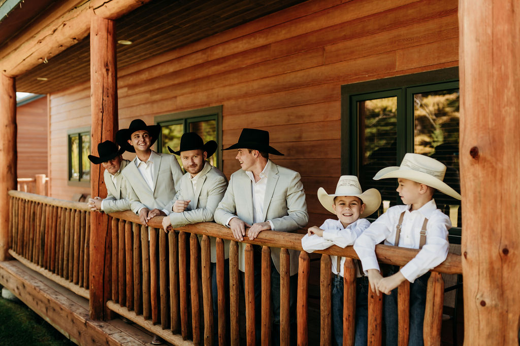 Groom and groomsmen photos from a fall western wedding in Montana at Star Meadows Ranch