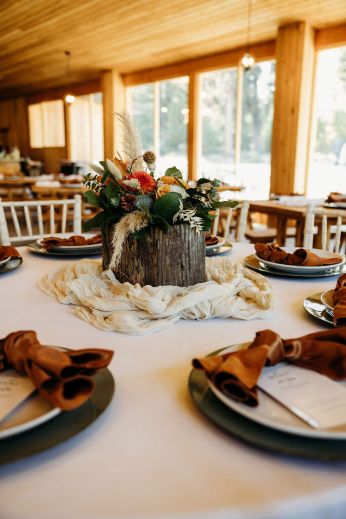 Indoor wedding reception at Star Meadows Ranch