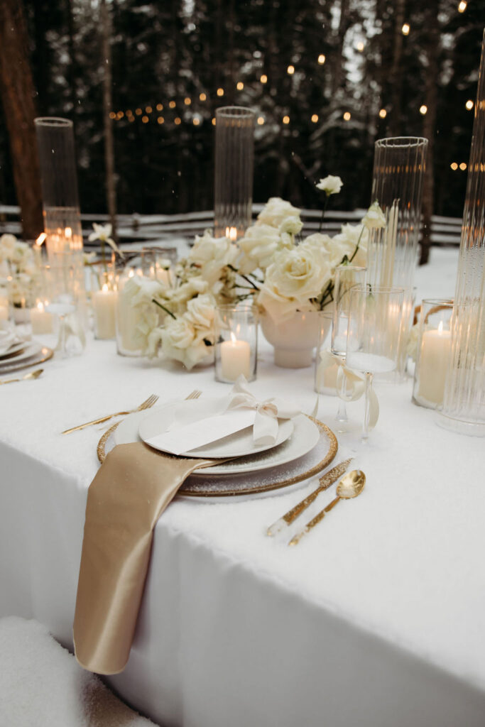 All white table placement 

