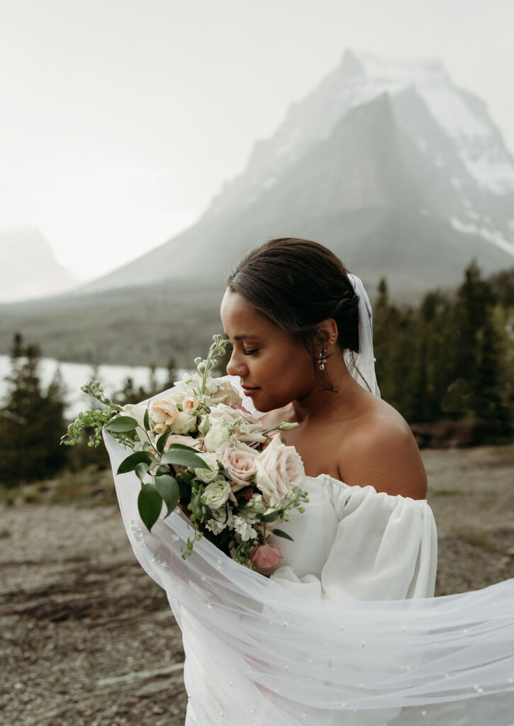 an wedding photoshoot in glacier national park
