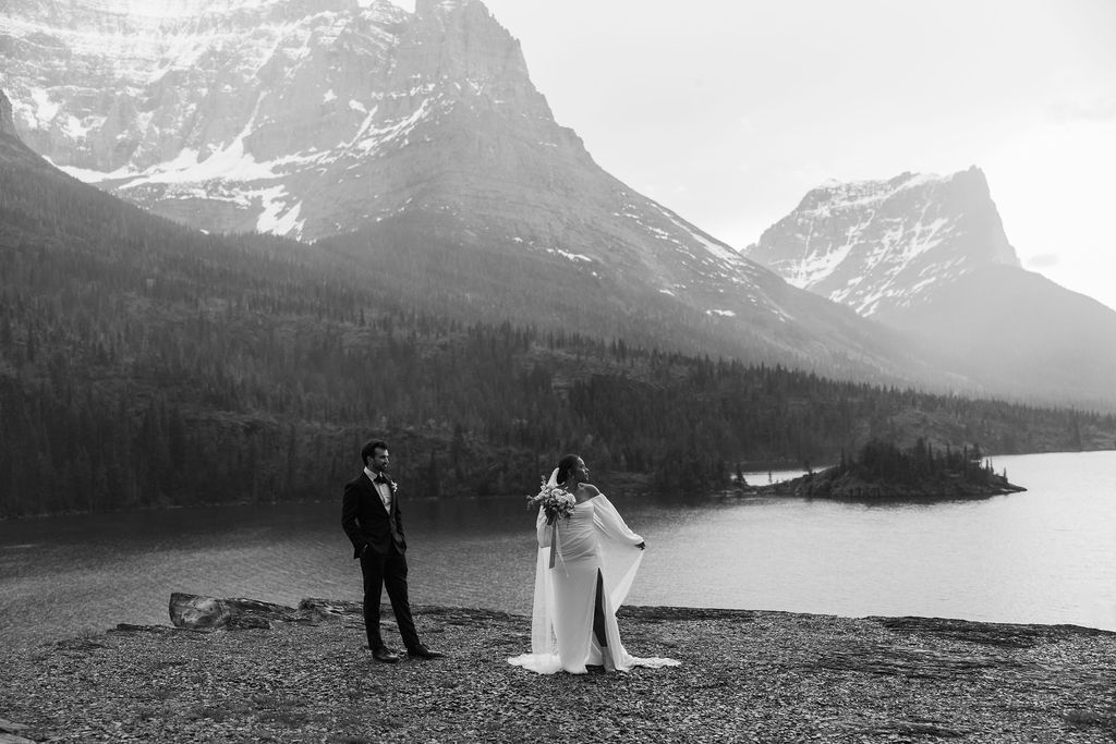 an wedding photoshoot in glacier national park
