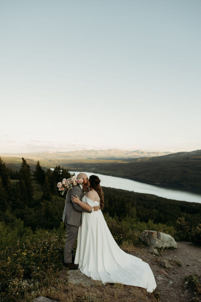 couple posing in gap for their elopement
