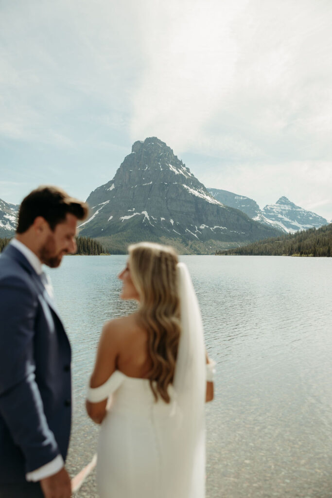 couple posing in gap for their elopement
