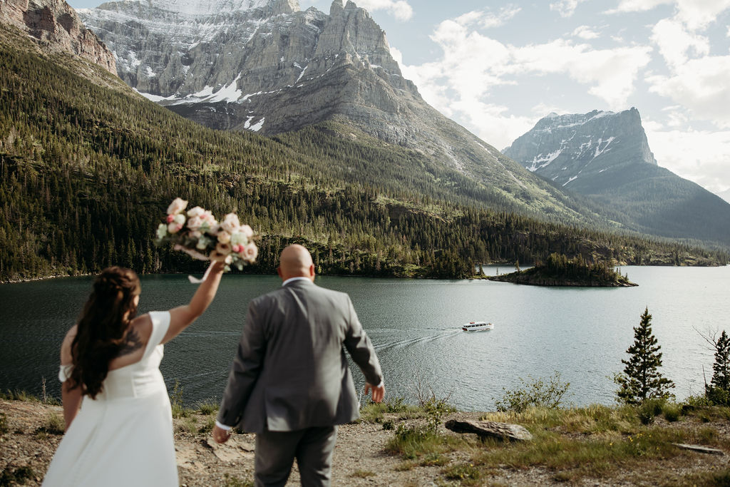 couple posing in gap for their elopement
