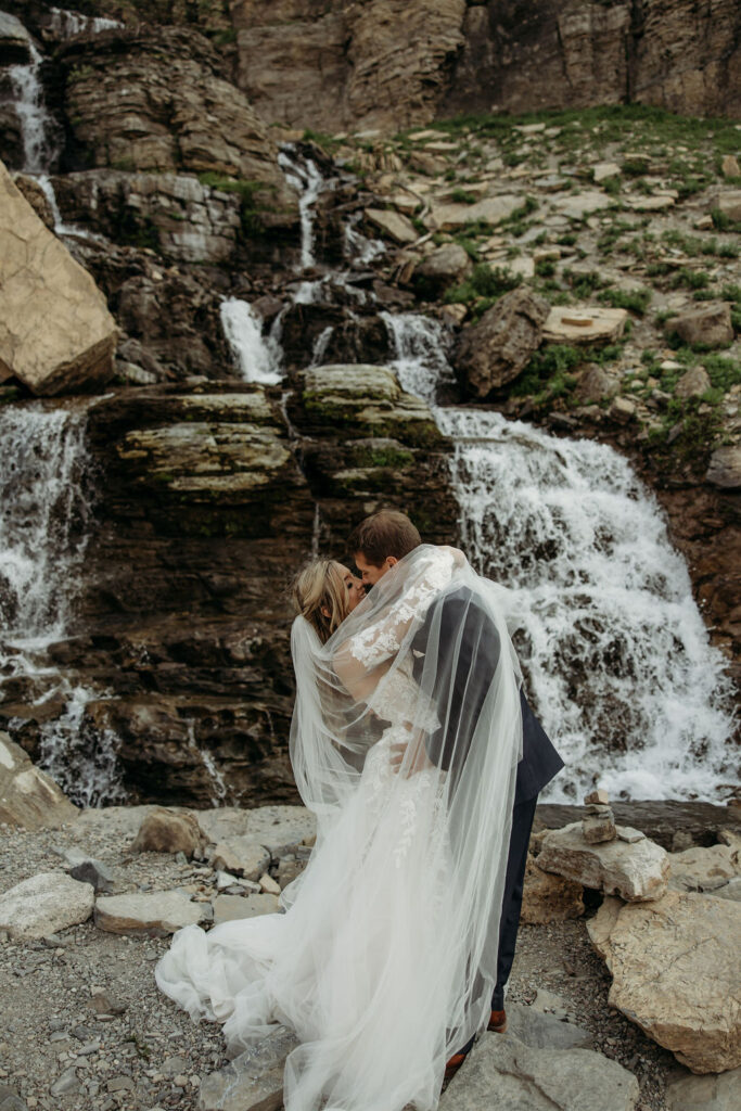 couple having an elopement in gap