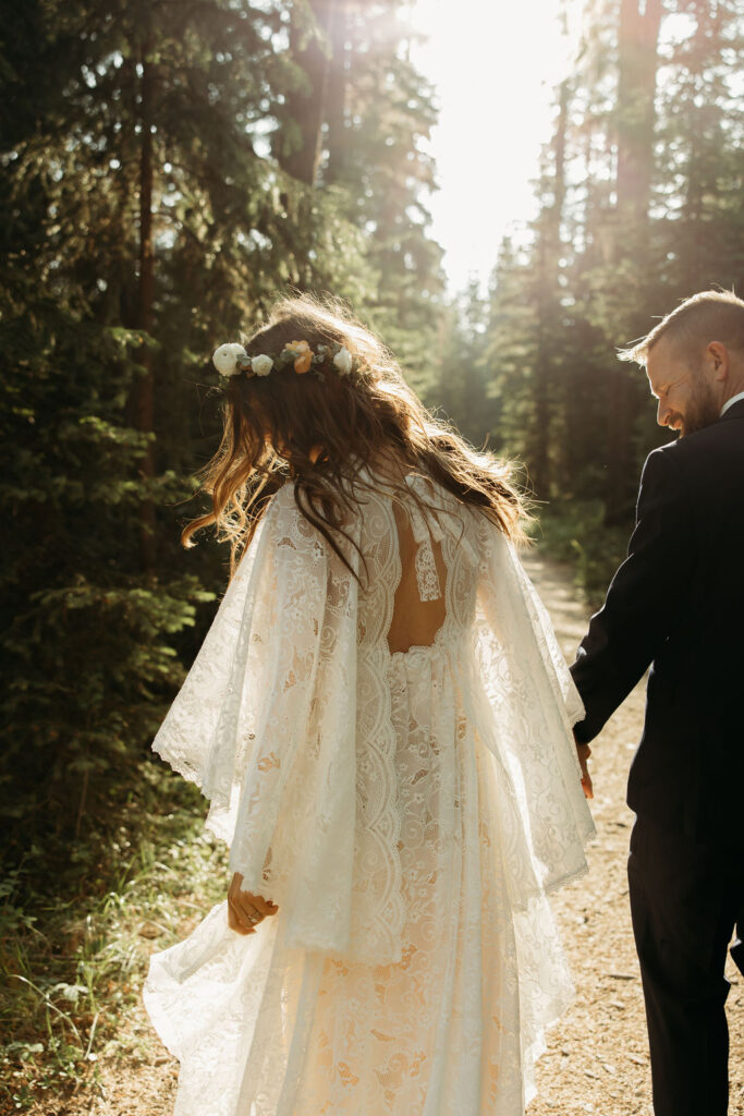 couple in montana having their elopement at bowman lake
