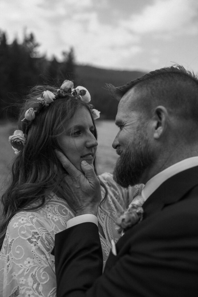 couple in montana having their elopement at bowman lake
