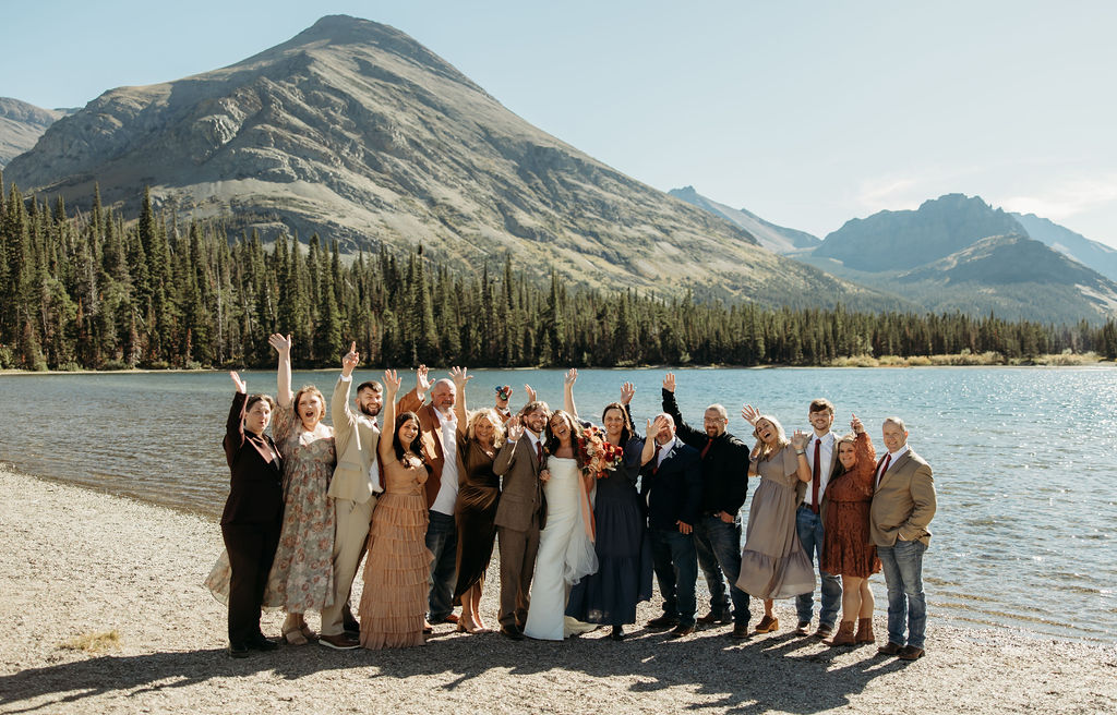 couple taking outdoor elopement photos
