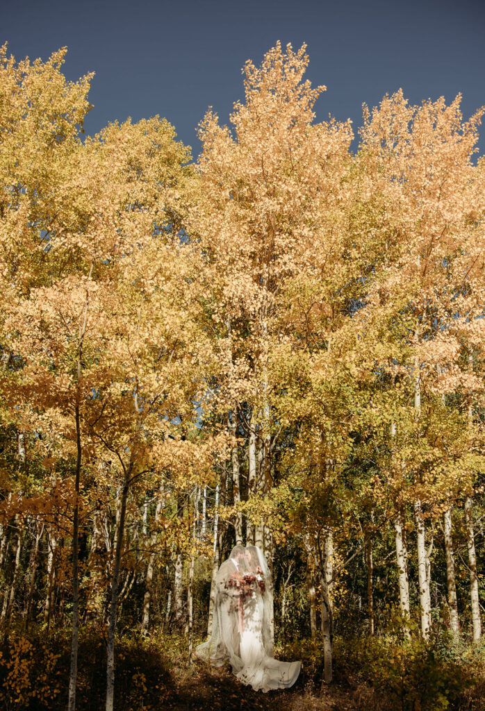 an outdoor elopement during fall
