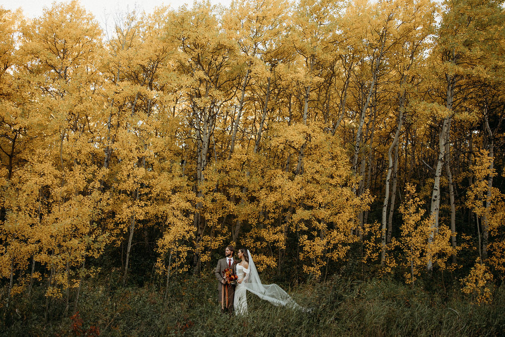 couple taking outdoor elopement photos
