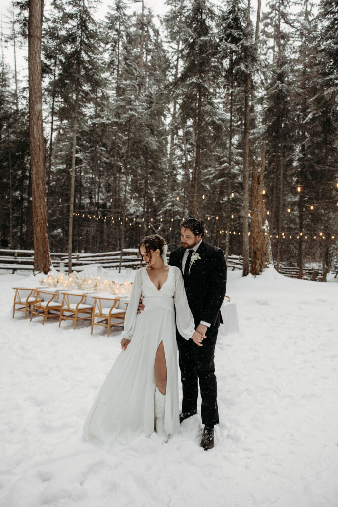 an outdoor elopement in the snow
