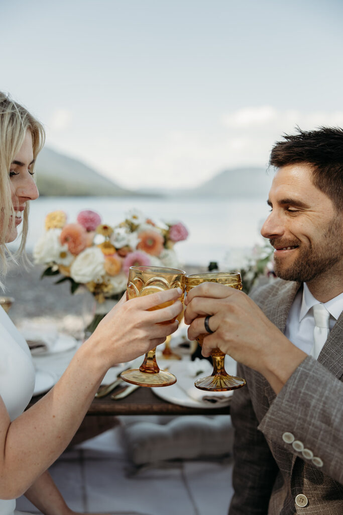 couple posing for elopement photos