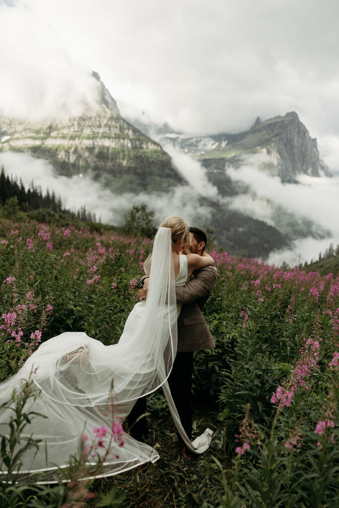 couple posing for elopement photos