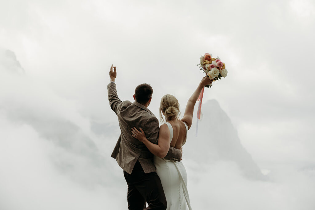 couple posing for elopement photos