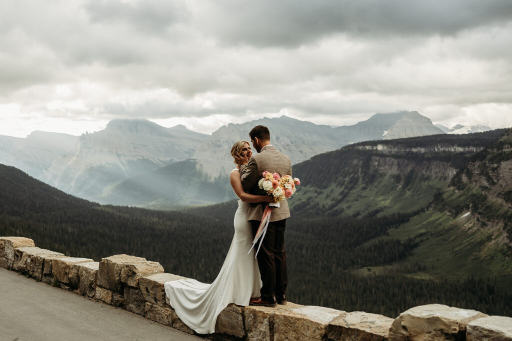 couple posing for elopement photos
