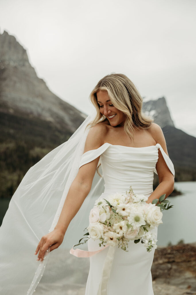 An outdoor wedding photoshoot 
