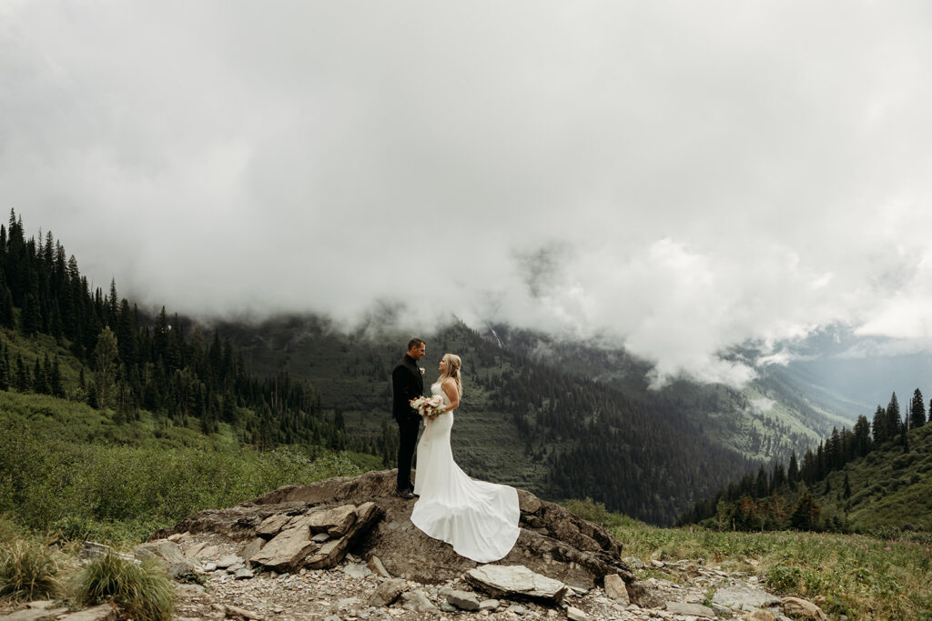 An outdoor wedding photoshoot 
