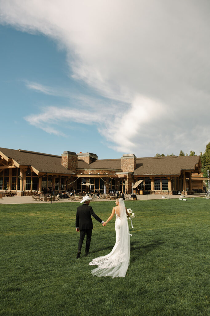 Bride and groom during their Montana wedding day.