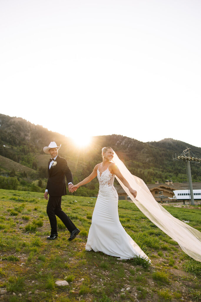 Bride and groom during their Montana wedding day.