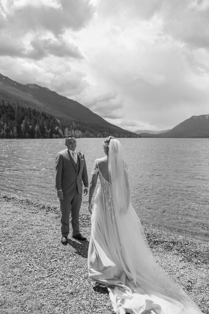 Intimate wedding ceremony surrounded by nature in Glacier National Park
