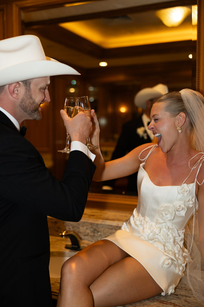 Romantic wedding day captured at a luxury mountain venue with a refined western vibe.
