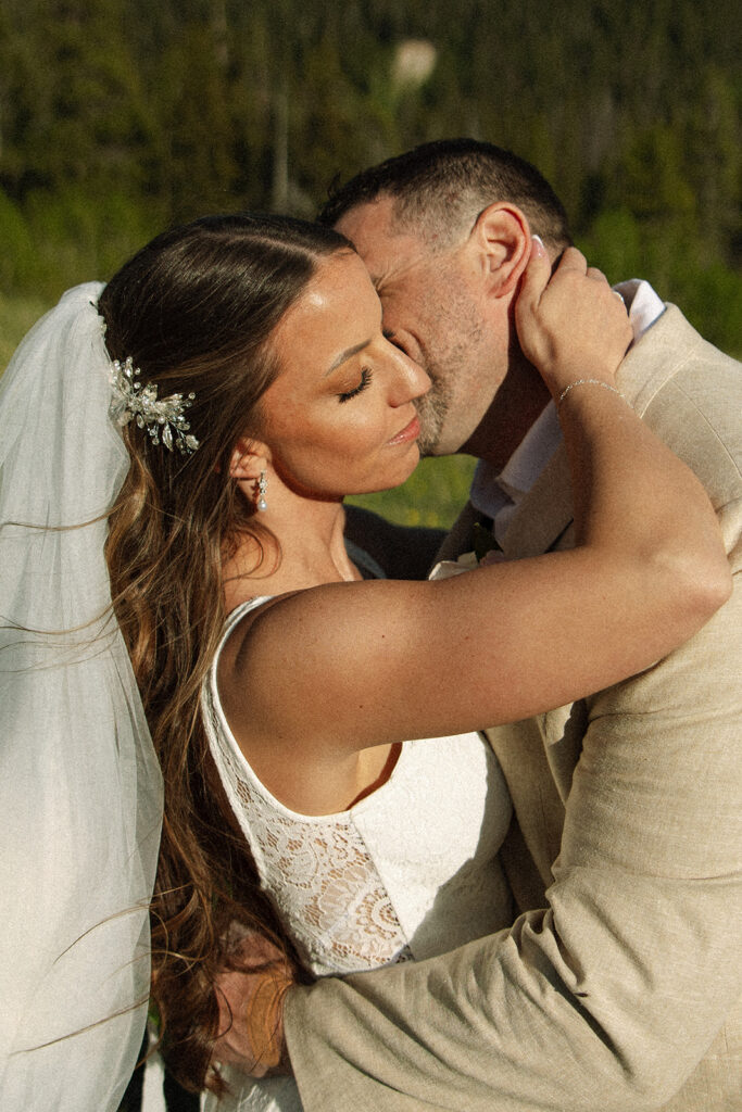 Couple sharing a kiss during their intimate Cut Bank Montana elopement

