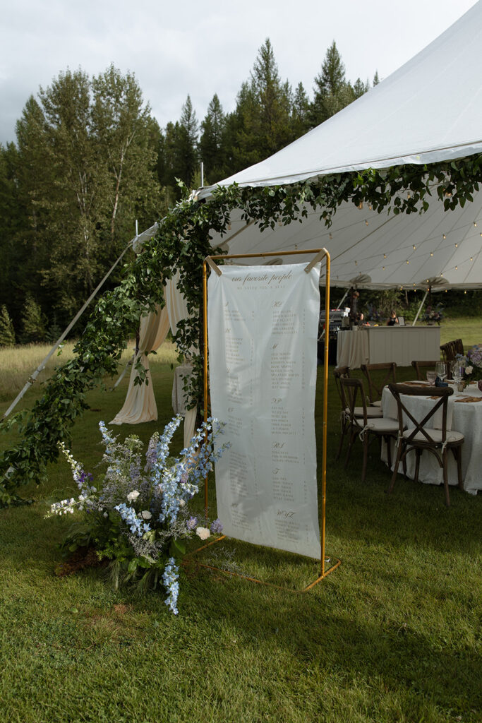 Guests enjoying the reception at an outdoor ranch wedding in Montana
