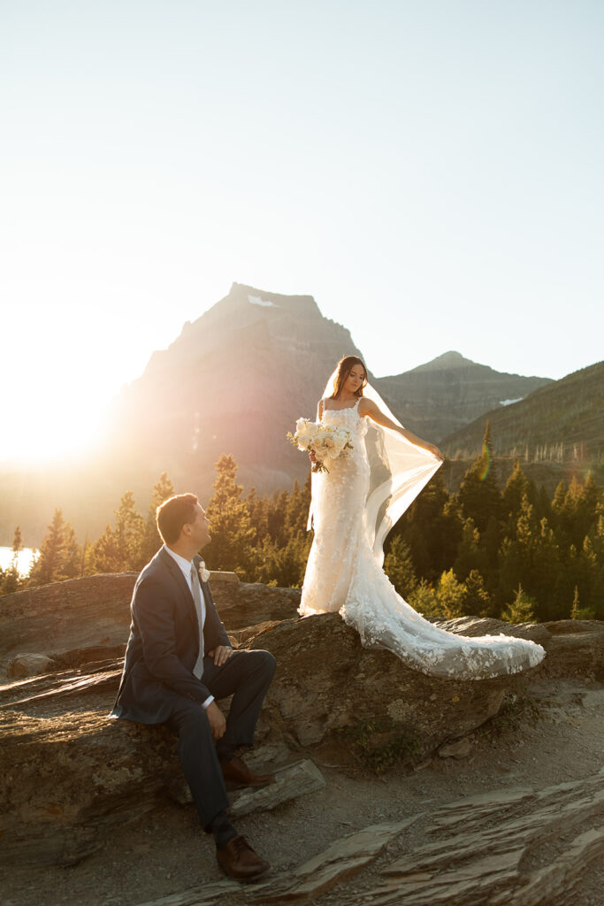 Bride and groom sharing a quiet moment outdoors
